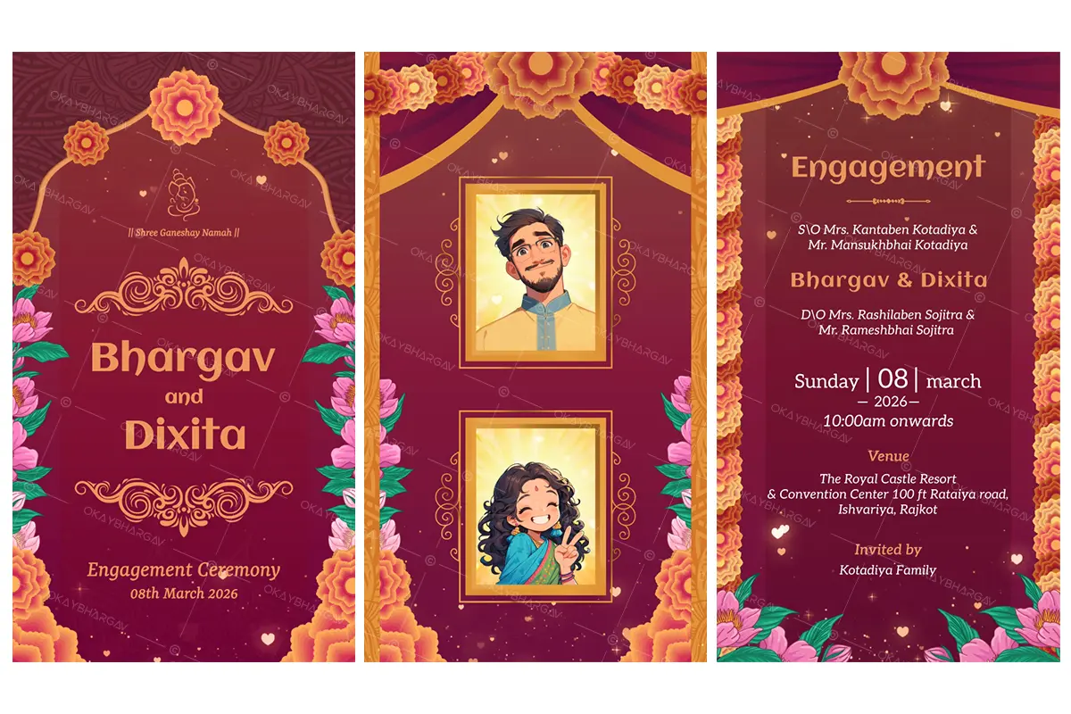 Gold Royal Theme Engagement Invitation