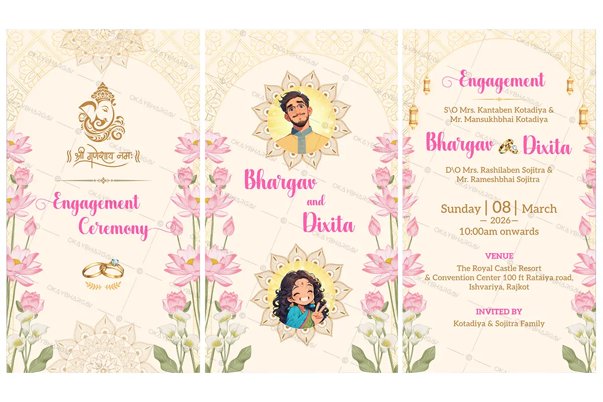 Memorable lotus Engagement Invitation Template