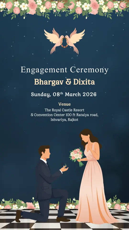 Midnight Blossom Engagement Invitation Template
