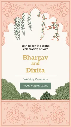Classic Rajwadi Theme Wedding Invitation