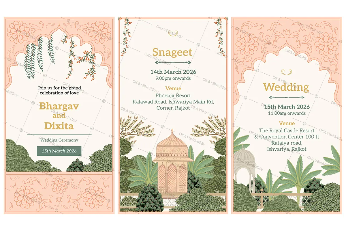 Classic Rajwadi Theme Wedding Invitation