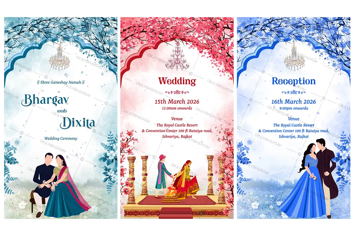 Colorful Flowers Theme Wedding Invitation