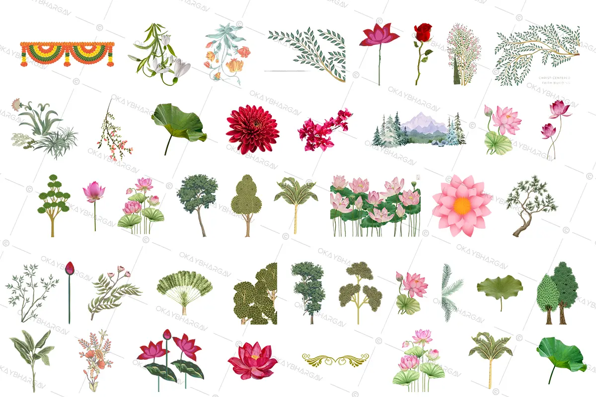 Wedding Floral PNG Assets Bundle Download preview 4
