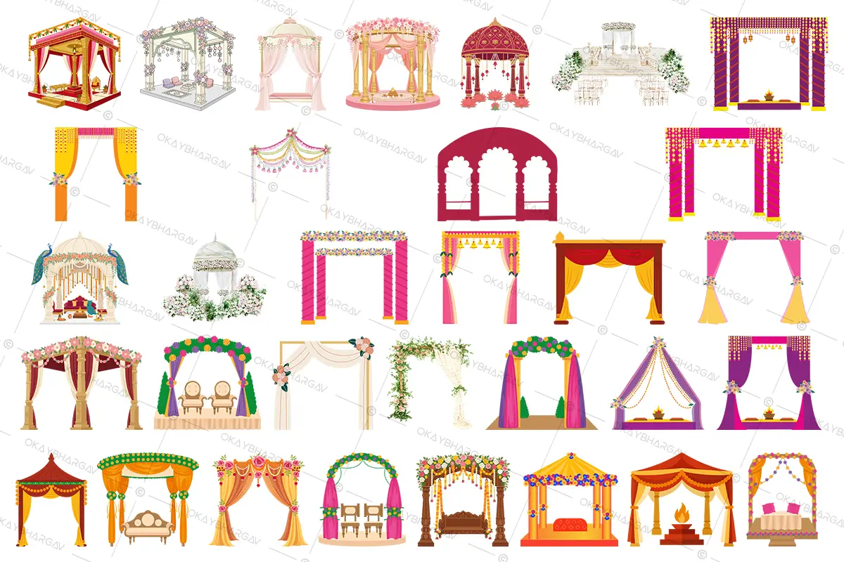 Wedding Mandap Elements PNG Asset Bundle Download preview 2