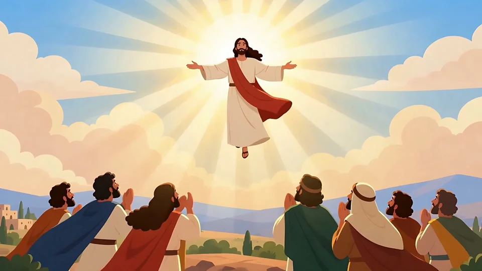 Animated Ascension of Jesus Christ Heaven Disciples Biblical
