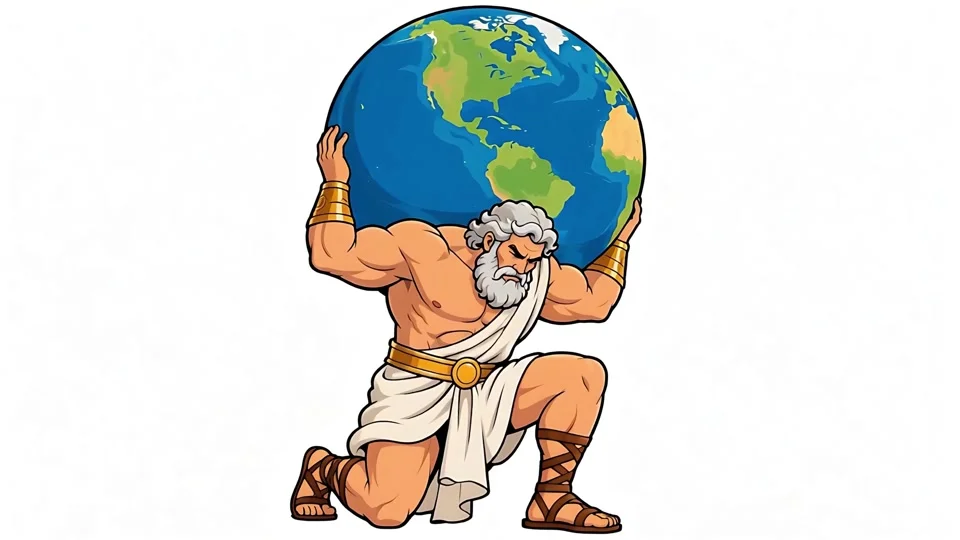 Animated Atlas Greek Mythology Titan Holding Earth Globe