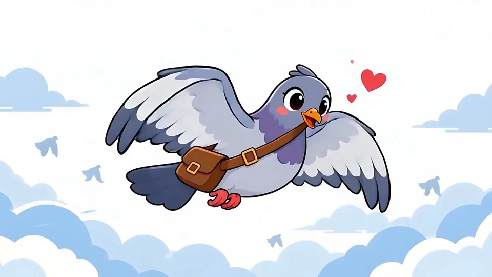 Animated Cute Messenger Pigeon Flying Love Letter Sky