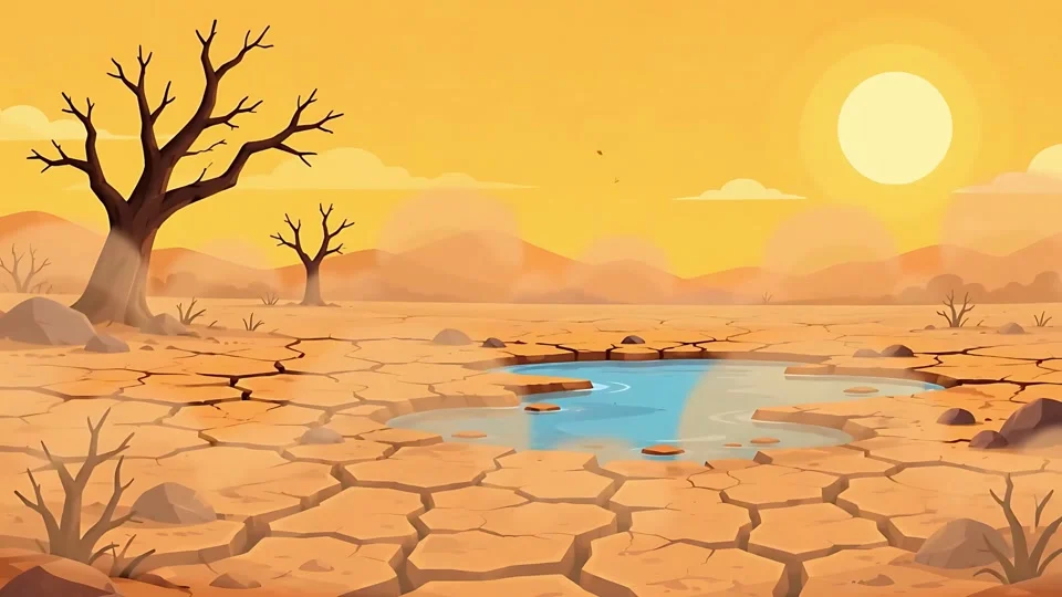 Animated Dry Cracked Earth Drought Water Puddle Landscape