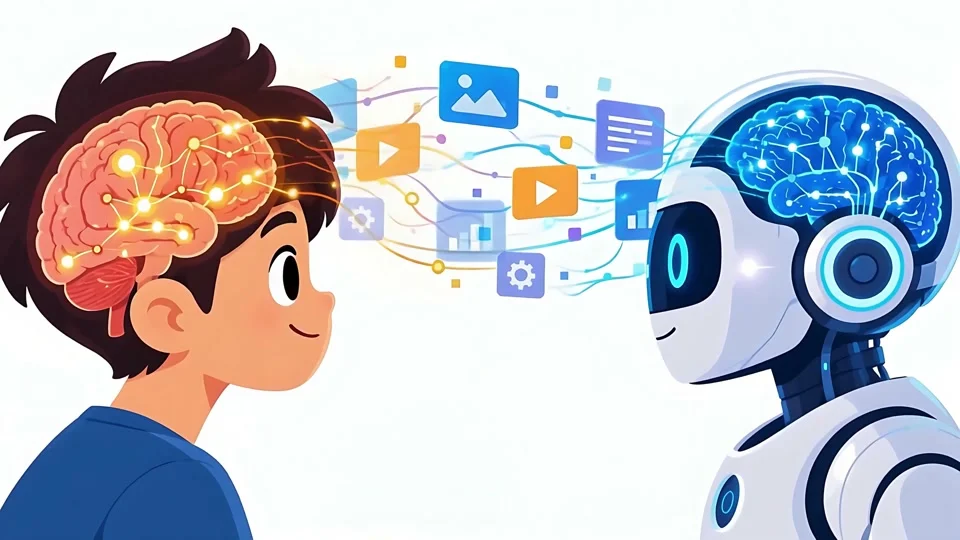 Animated Human Brain and Ai Robot Data Transfer Artificial Intelligence