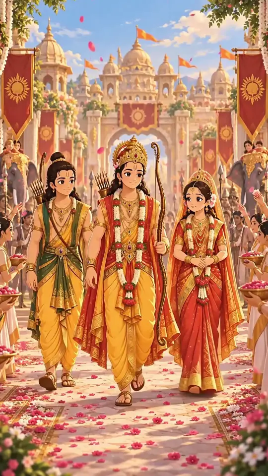 Animated Rama Sita Lakshmana Return To Ayodhya Diwali Celebration
