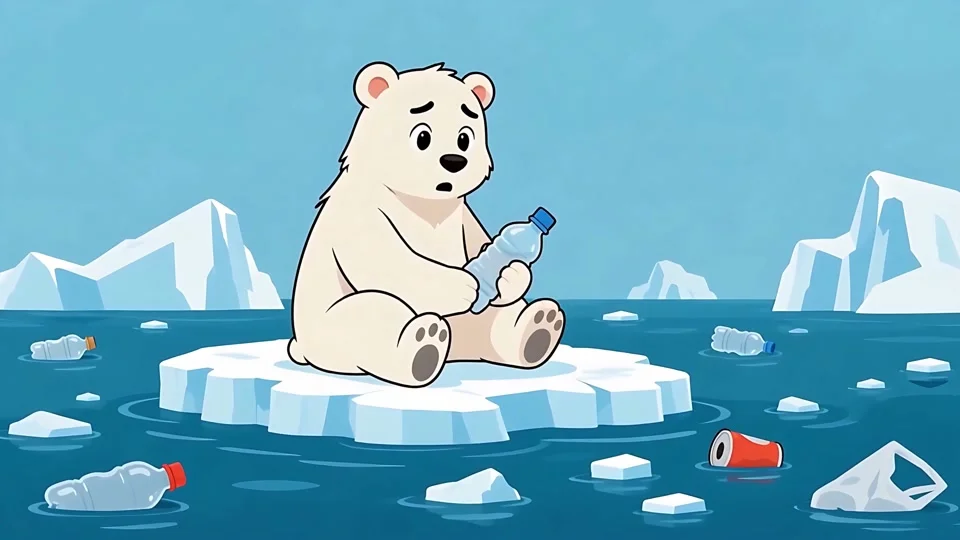 Animated Sad Polar Bear Plastic Pollution Ocean Climate Change