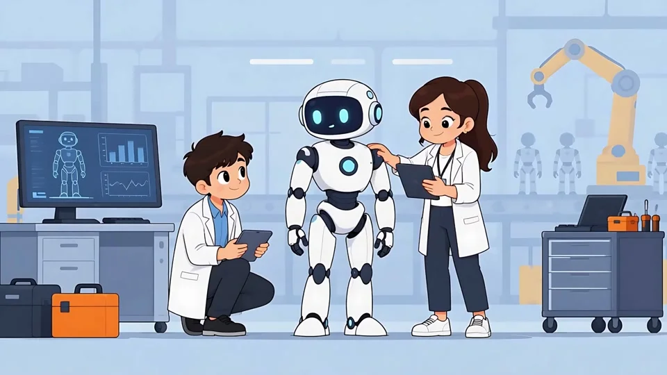 Animated Scientists Robot Laboratory Engineering Banner
