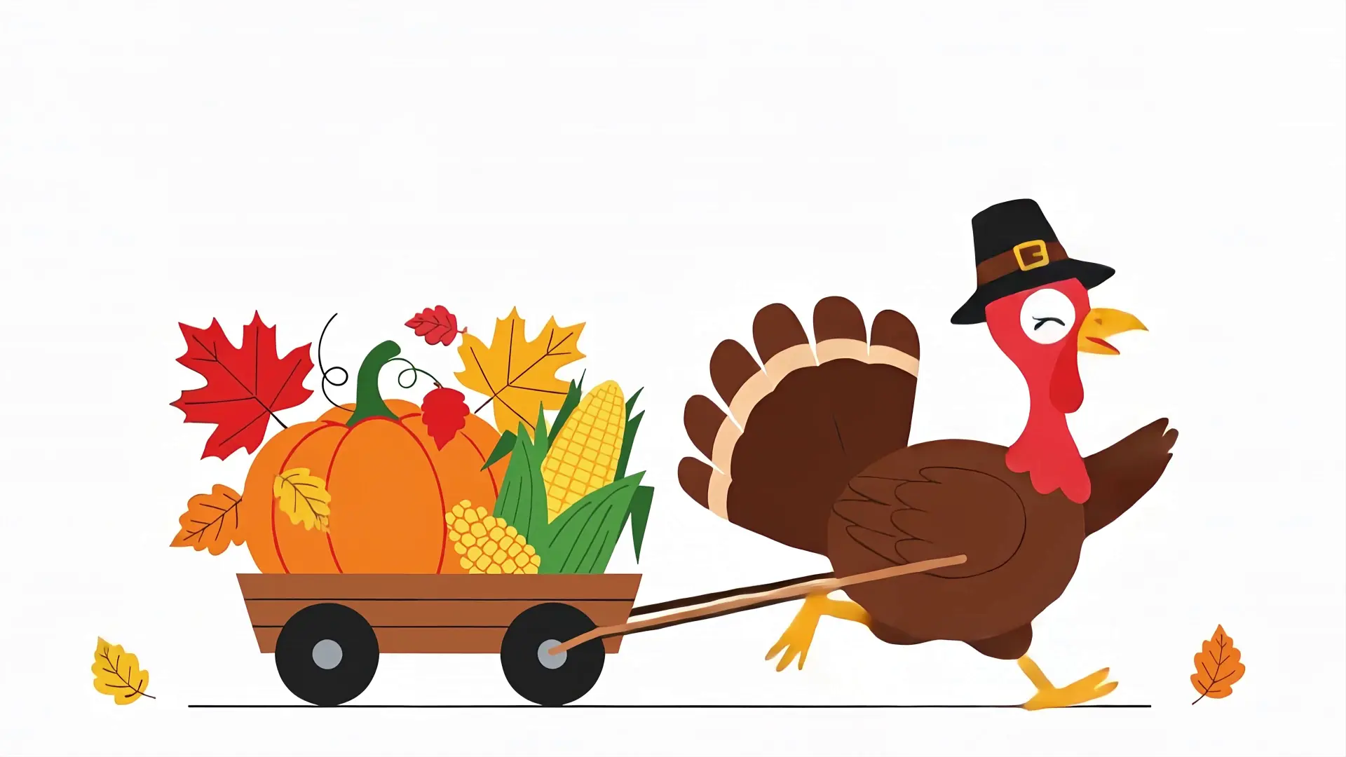 Animated thanksgiving Turkey Pulling Harvest Wagon Pumpkin