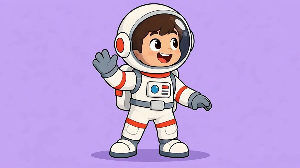 Cute Cartoon Astronaut Boy Waving Hand Animation