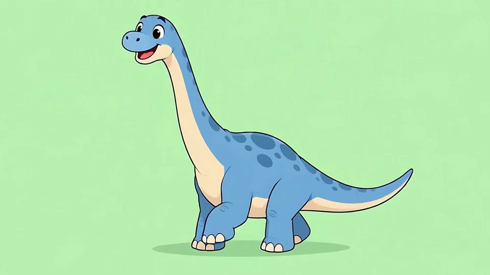 Cute Cartoon Brachiosaurus Dinosaur Walking Animation