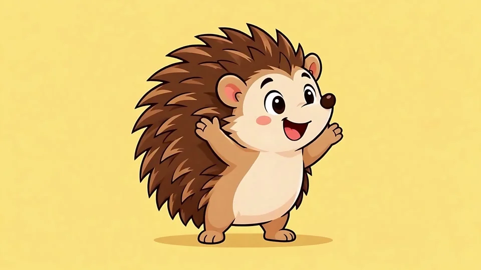 Cute Cartoon Hedgehog Smiling and Waving Animation