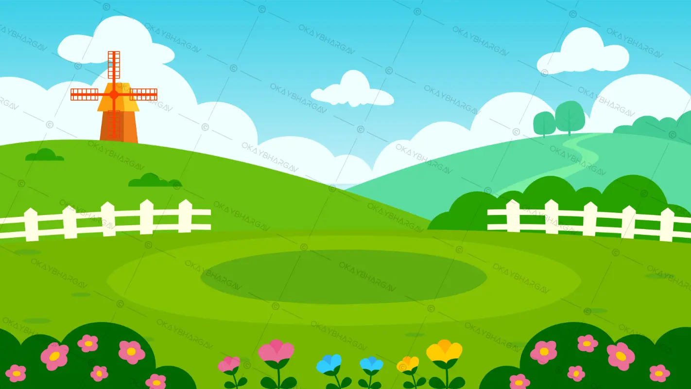 Cartoon Garden Landscape