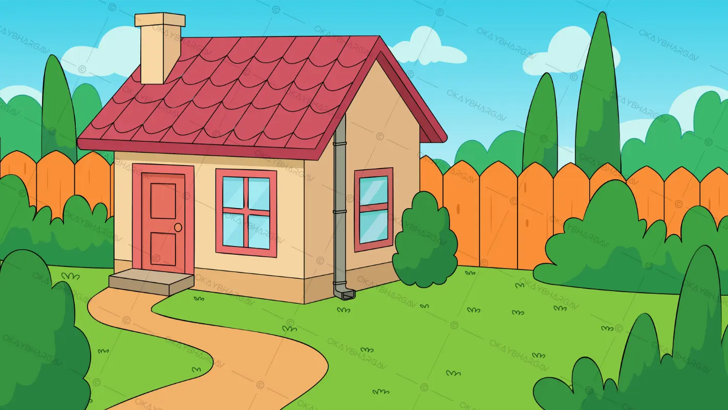 Cartoon House with Garden