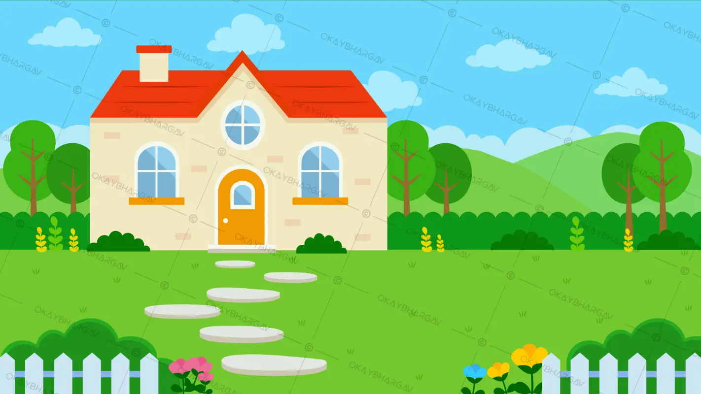 Colorful Cartoon Kids Outdoor Nature Scene